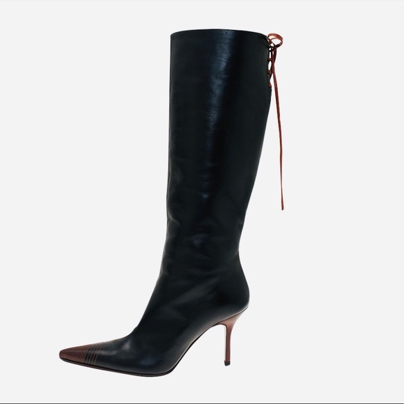 DOLCE & GABBANA Pointed Toe Lace Up Back Boots 37 - Picture 1 of 8